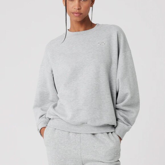 LIKE NEW ALO Accolade Crew Neck Pullover, Athletic Heather Grey, size M